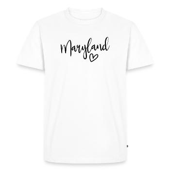 Maryland Heart Women’s Love Maryland - T-shirt Premium bio Homme - blanc - Devant - Nico (187cm)
