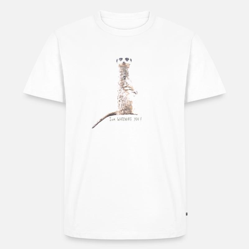 Erdmaennchen watching light - Männer Premium Bio T-Shirt - Weiß