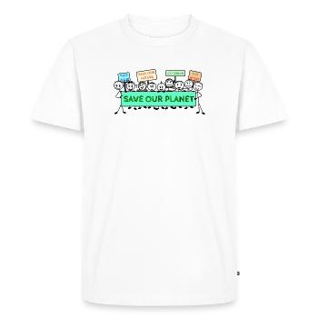 Logo de la manifestation changement climatique - T-shirt Premium bio Homme - blanc - Devant - Nico (187cm)