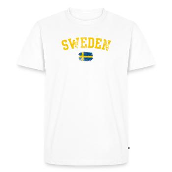 Sweden Bold Brush Flag Tee - Men's Premium Organic T-Shirt - white - Front - Nico (187cm)