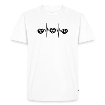 Musculation, alimentation saine, cardio - T-shirt Premium bio Homme - blanc - Devant - Nico (187cm)