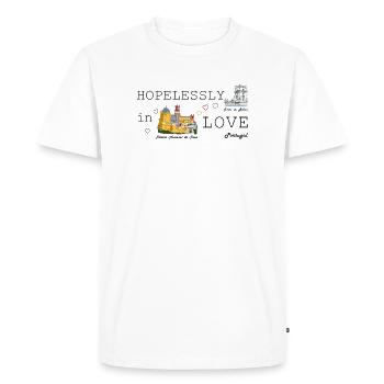 Portugal Amour, Dessin Palacio Pena, Tour de Belém - T-shirt Premium bio Homme - blanc - Devant - Nico (187cm)