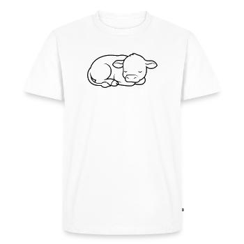 Veau endormi Vache bébé mignon - T-shirt Premium bio Homme - blanc - Devant - Nico (187cm)