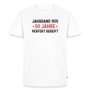 Millésime 1976 – 50 ans parfaitement maturé - T-shirt Premium bio Homme - blanc - Devant - Nico (187cm)