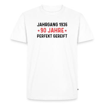 Millésime 1936 – 90 ans parfaitement maturé - T-shirt Premium bio Homme - blanc - Devant - Nico (187cm)