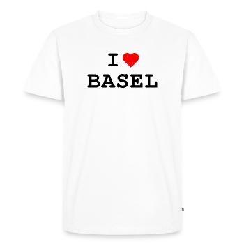 I love Basel - Ich liebe Basel - Men's Premium Organic T-Shirt - white - Front - Nico (187cm)