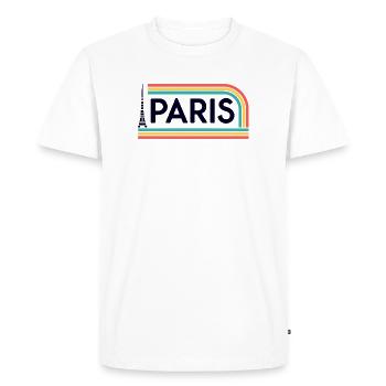Paris Arc-en-ciel Rétro - T-shirt Premium bio Homme - blanc - Devant - Nico (187cm)