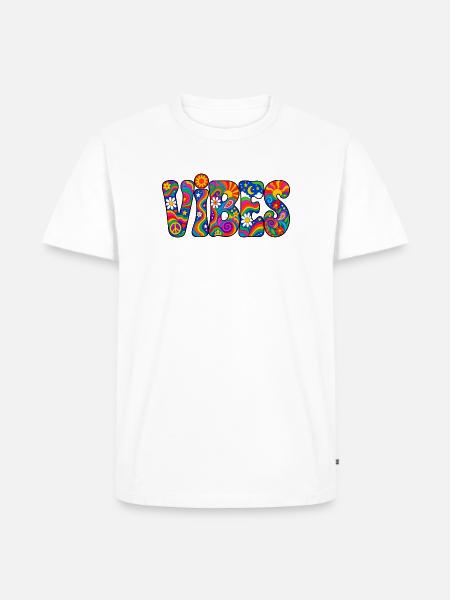 Vibes: Psychedelische Hippie Farbpracht - Männer Premium Bio T-Shirt - Weiß