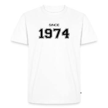 Depuis 1974 année de naissance ou d'évènement - T-shirt Premium bio Homme - blanc - Devant - Nico (187cm)