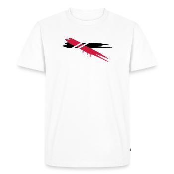 two color stripes with horizontal stripes - Men's Premium Organic T-Shirt - white - Front - Nico (187cm)