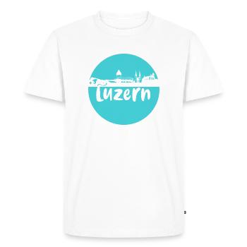 lucerne,skyline, circle, silhouette, blue - Men's Premium Organic T-Shirt - white - Front - Nico (187cm)