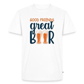 With good friends you drink a beer - Men's Premium Organic T-Shirt - white - Front - Nico (187cm)