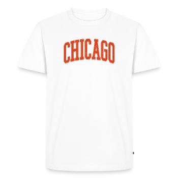 Chicago Arc Text in Orange 3D - Men's Premium Organic T-Shirt - white - Front - Nico (187cm)