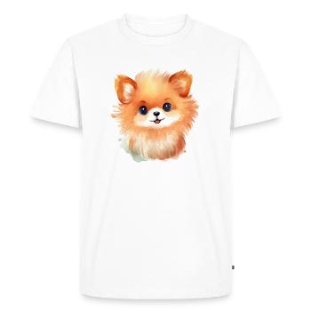 Miniature Spitz Watercolor Drawing - Men's Premium Organic T-Shirt - white - Front - Nico (187cm)