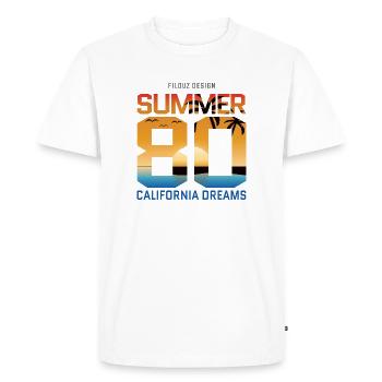 80 Summer - Männer Premium Bio T-Shirt - Weiß - Vorne - Nico (187cm)