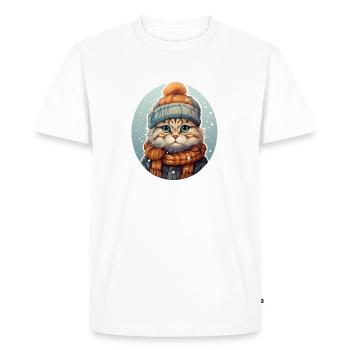 Cat in winter - Men's Premium Organic T-Shirt - white - Front - Nico (187cm)