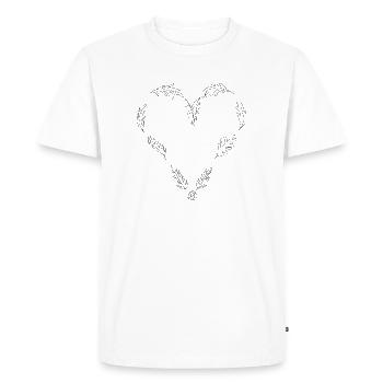 Cœur amour ligne noires - T-shirt Premium bio Homme - blanc - Devant - Nico (187cm)