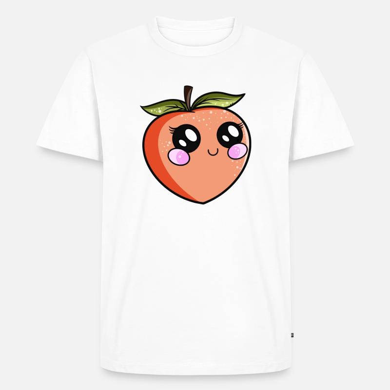 Kawaii Pfirsich - Männer Premium Bio T-Shirt - Weiß