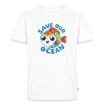Sauvons notre océan - T-shirt Premium bio Homme - blanc - Devant - Nico (187cm)