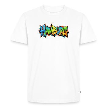 Motif de la ville de Hambourg de style graffiti - T-shirt Premium bio Homme - blanc - Devant - Nico (187cm)