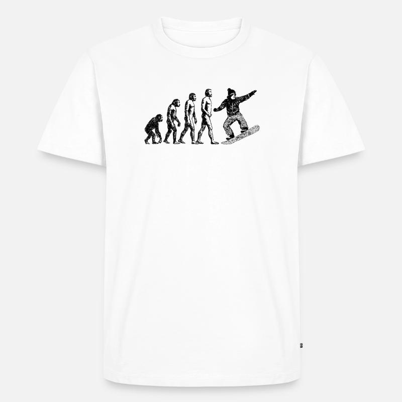 Evolution zum Snowboarder Grunge Design - Männer Premium Bio T-Shirt - Weiß