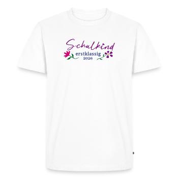 SchoolChild Première Promotion 2026 - T-shirt Premium bio Homme - blanc - Devant - Nico (187cm)