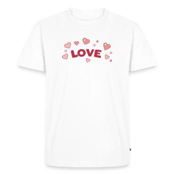 Amour et Cœurs Doux Dessin Animé - T-shirt Premium bio Homme - blanc - Devant - Nico (187cm)