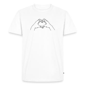 Geste de la main AMOUR - T-shirt Premium bio Homme - blanc - Devant - Nico (187cm)