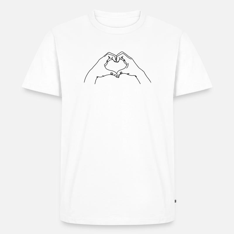 Handgeste LIEBE - Männer Premium Bio T-Shirt - Weiß