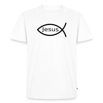 Jesus Fish Black Ichthys Fish Fish - Men's Premium Organic T-Shirt - white - Front - Nico (187cm)