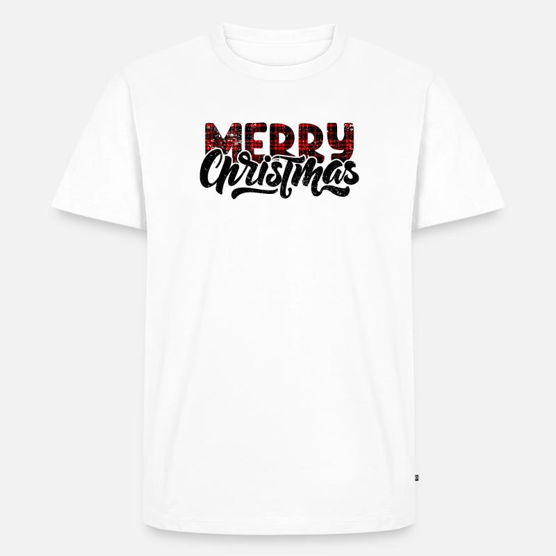 Plaid Glitch Typografie - Männer Premium Bio T-Shirt - Weiß