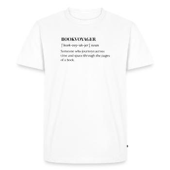 Livre Voyager : Voyage à travers les pages - T-shirt Premium bio Homme - blanc - Devant - Nico (187cm)