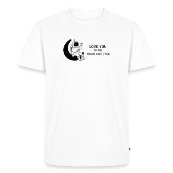 Je t’aime jusqu’à la lune et je reviens gribouiller - T-shirt Premium bio Homme - blanc - Devant - Nico (187cm)