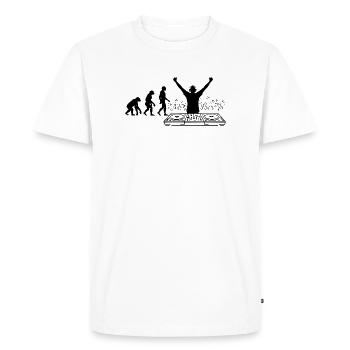 Évolution vers DJ Humor Fun - T-shirt Premium bio Homme - blanc - Devant - Nico (187cm)
