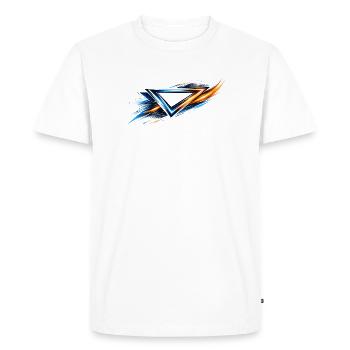 Triangle de design en maillot Style sportif bleu orange - T-shirt Premium bio Homme - blanc - Devant - Nico (187cm)