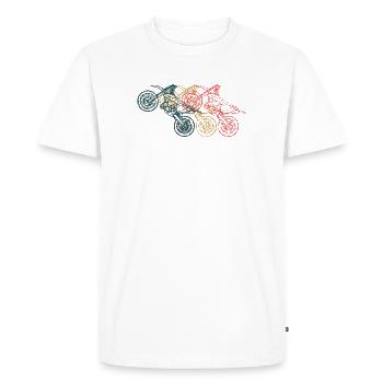 Art au trait du triptyque de moto - T-shirt Premium bio Homme - blanc - Devant - Nico (187cm)