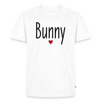 Saint-Valentin, Surnom, Lapin, Coeur, Amour, Couples - T-shirt Premium bio Homme - blanc - Devant - Nico (187cm)
