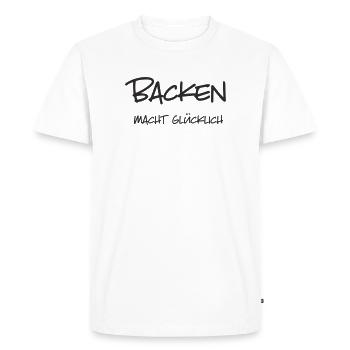 La pâtisserie vous rend heureux – Lettrage amusant pour B - T-shirt Premium bio Homme - blanc - Devant - Nico (187cm)