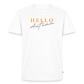 Bonjour Autumn | Dicton de l’automne moderne - T-shirt Premium bio Homme - blanc - Devant - Nico (187cm)