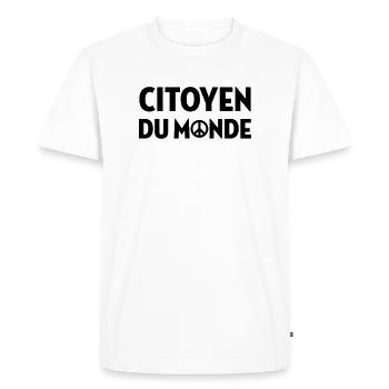 revolution / paix / peuple / voyage / écolo / - T-shirt Premium bio Homme - blanc - Devant - Nico (187cm)