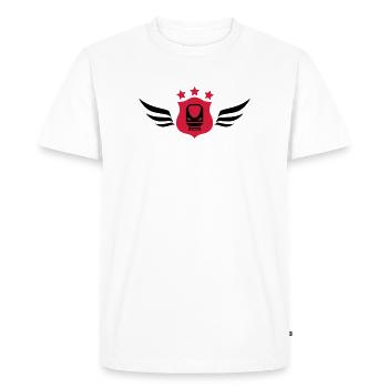 Cheminot / Chemin de fer / Train / Metro - T-shirt Premium bio Homme - blanc - Devant - Nico (187cm)