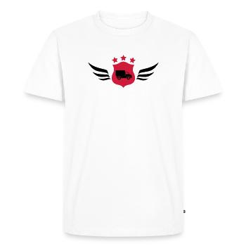 Déménageur / Déménagement / Déménager / Camion - T-shirt Premium bio Homme - blanc - Devant - Nico (187cm)