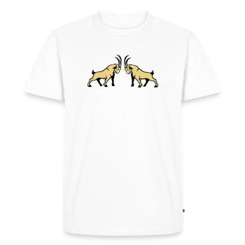 Capricorn Beige Double Bull Symmetry - Men's Premium Organic T-Shirt - white - Front - Nico (187cm)