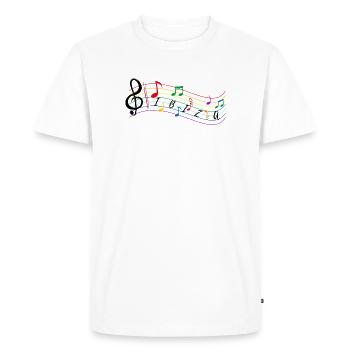 Partition Ibiza - Notes de musique - Kook Art - T-shirt Premium bio Homme - blanc - Devant - Nico (187cm)