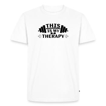Ceci est ma thérapie - T-shirt Premium bio Homme - blanc - Devant - Nico (187cm)