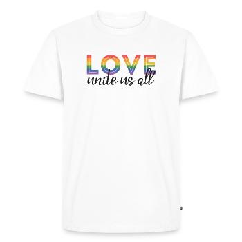LGBT Pride Month - Love unite us all - Men's Premium Organic T-Shirt - white - Front - Nico (187cm)