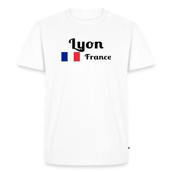Lyon France- Imprimés stylés - T-shirt Premium bio Homme - blanc - Devant - Nico (187cm)