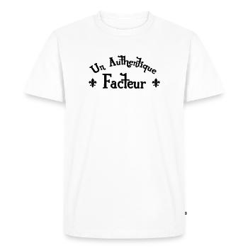 Un authentique facteur lettrage vintage - T-shirt Premium bio Homme - blanc - Devant - Nico (187cm)