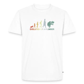 Plumber Evolution - Men's Premium Organic T-Shirt - white - Front - Nico (187cm)