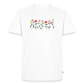 Heart Flowers on Minimal Black - Men's Premium Organic T-Shirt - white - Front - Nico (187cm)